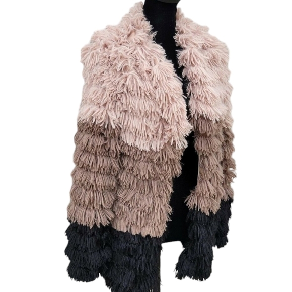 Sage Colorblocked Fringe Faux-Fur Multi-Color Coat Women's. Size XS. NWT… - Picture 8 of 14